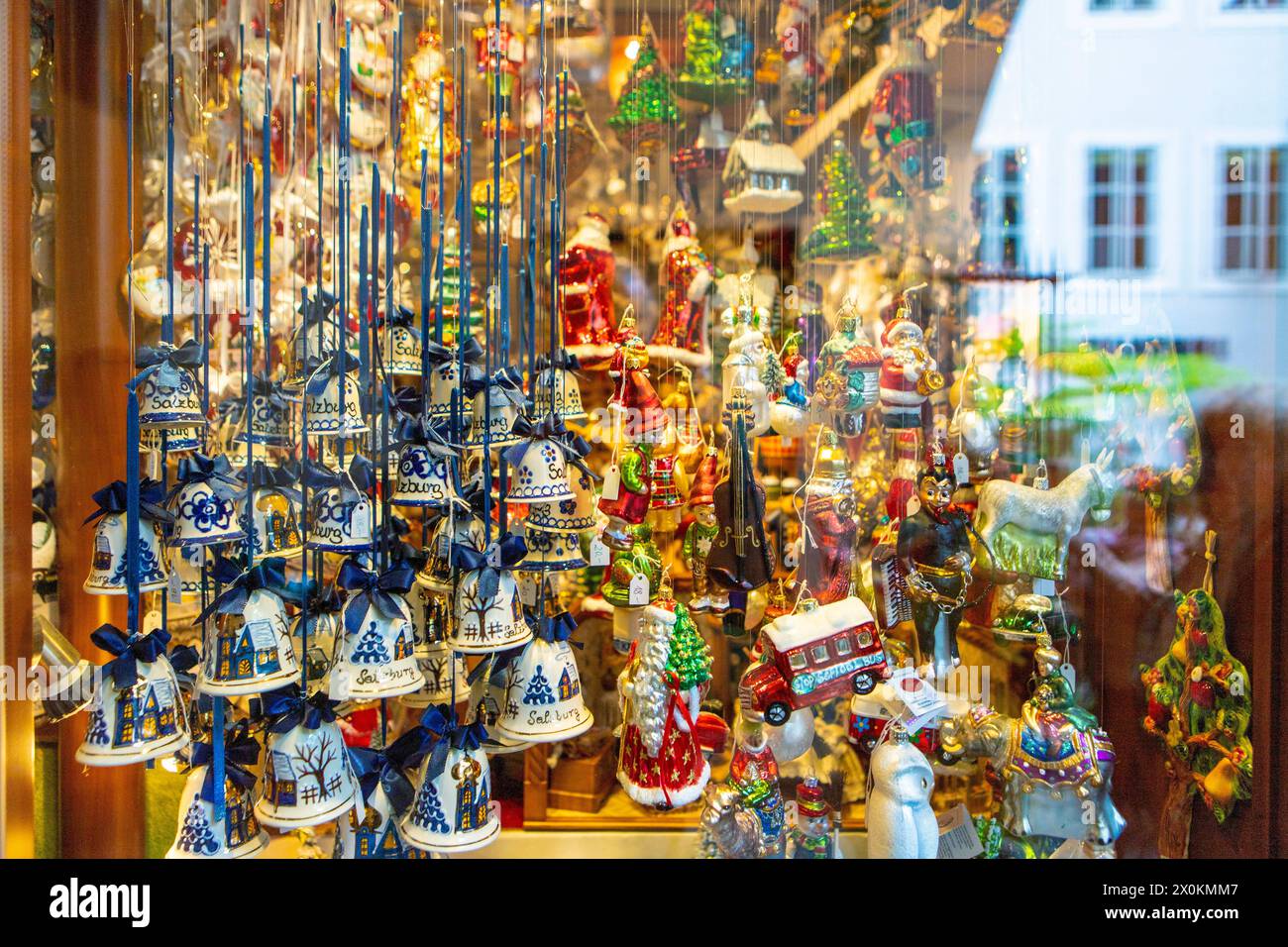 Mercatino di Natale a Salisburgo, Austria, Weihnachtsschmuck Foto Stock