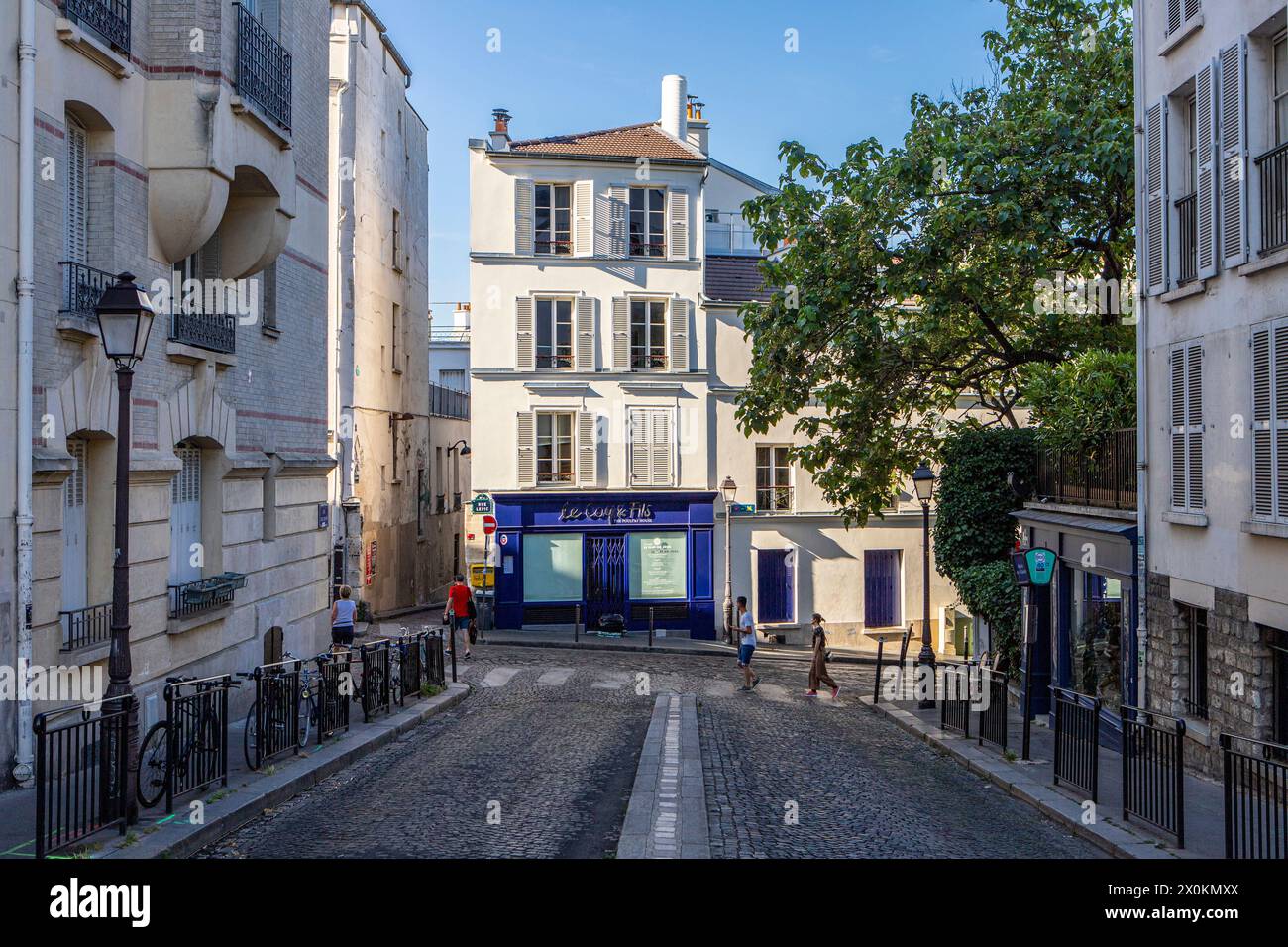 Rue Lepic, Parigi, Francia Foto Stock