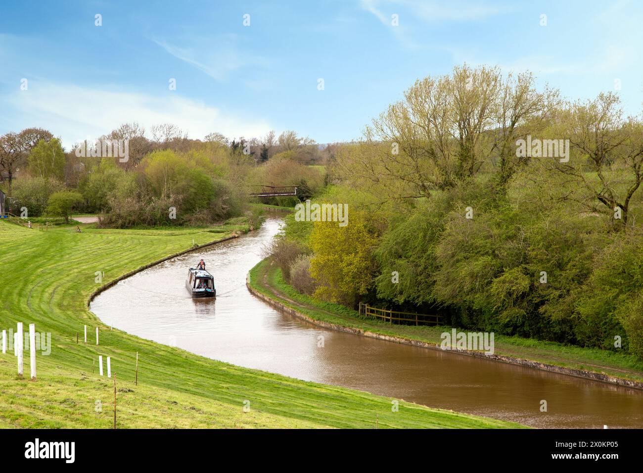 Canal narrowboats a Hurleston Cheshire sul canale Shropshire union vicino al suo incrocio con il canale Llangollen Foto Stock