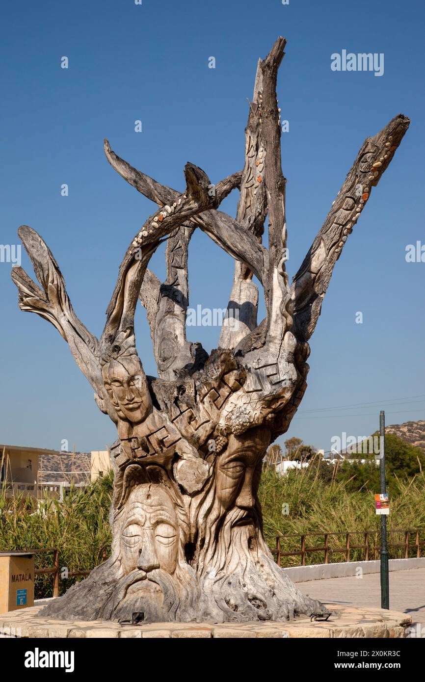 Matala, olivo, intaglio, Iraklio, Heraklion, Creta, isola, Grecia Foto Stock