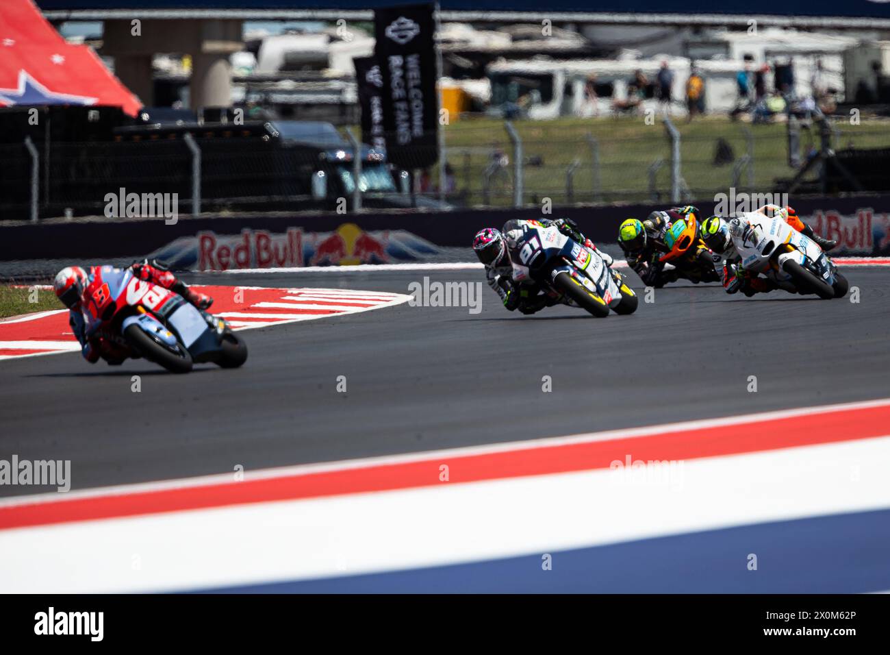 Austin, Texas, Stati Uniti. 12 aprile 2024. I piloti di MotoGP, Moto2 e Moto3 si esercitano prima della gara Red Bull Grand Prix of the Americas, sul circuito delle Americhe di Austin, Texas. (Credit Image: © Dan Wozniak/ZUMA Press Wire) SOLO PER USO EDITORIALE! Non per USO commerciale! Foto Stock