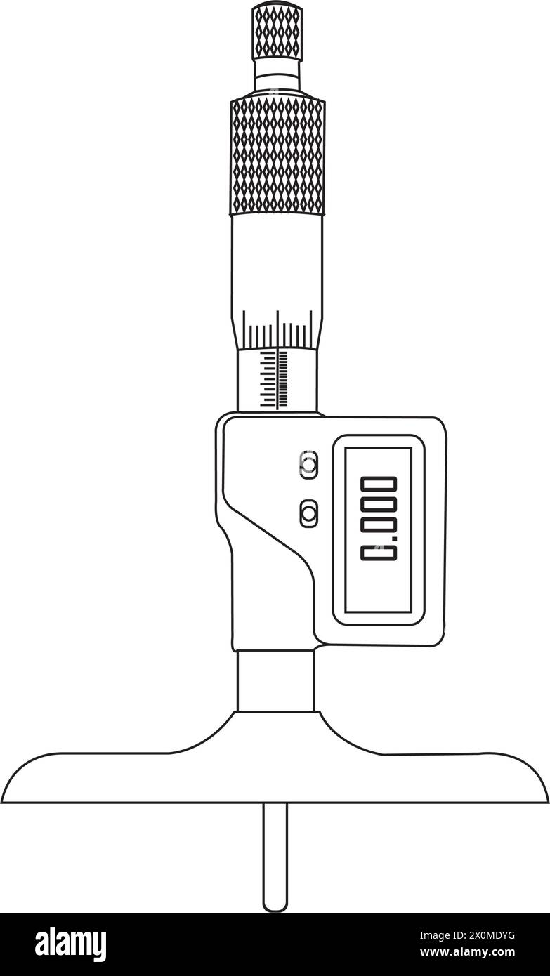 micrometro dept strumento di misurazione icona vettoriale design semplice Illustrazione Vettoriale