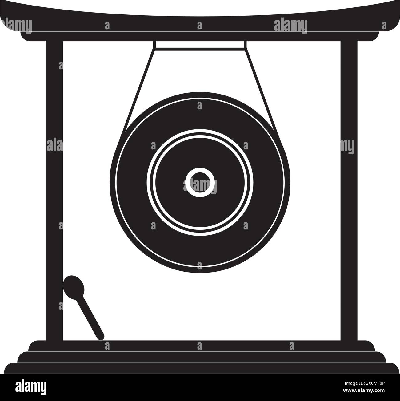 Icona di Gong o strumento musicale tradizionale indonesiano, disegno del simbolo dell'illustrazione vettoriale Illustrazione Vettoriale