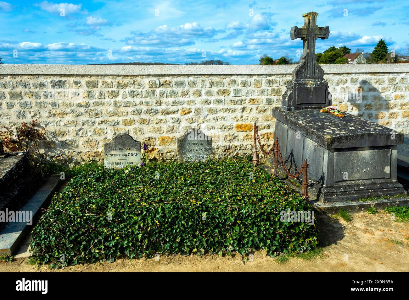 Auvers-sur-Oise. Tomba di Vincent e Theo Van Gogh al cimitero. Dipartimento Val-d'Oise. Ile-de-France. Francia. Europa Foto Stock