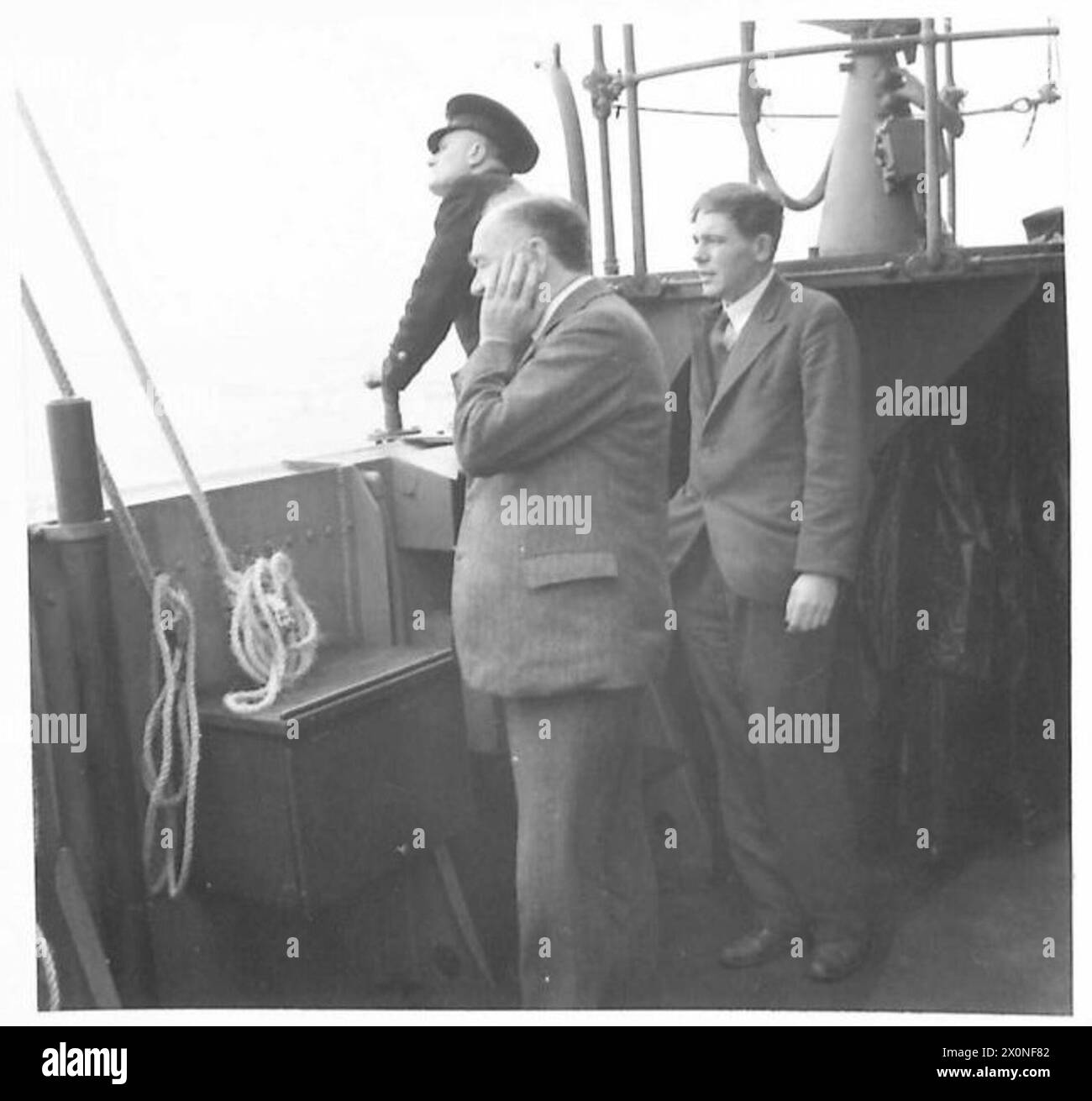 Lord Beaverbrook, ministro degli approvvigionamenti, e il signor Averell Harriman, rappresentante della leasing degli Stati Uniti, sono a bordo durante la visita del primo ministro in America. Negativo fotografico dell'esercito britannico. Foto Stock