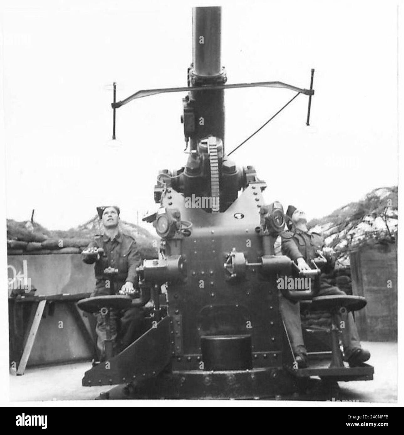 Mirini a visione diretta progettati per il puntamento del cannone antiaereo da 3,7 pollici. Utilizzato dall'esercito britannico per migliorare l'accuratezza del bersaglio durante la seconda guerra mondiale Foto Stock