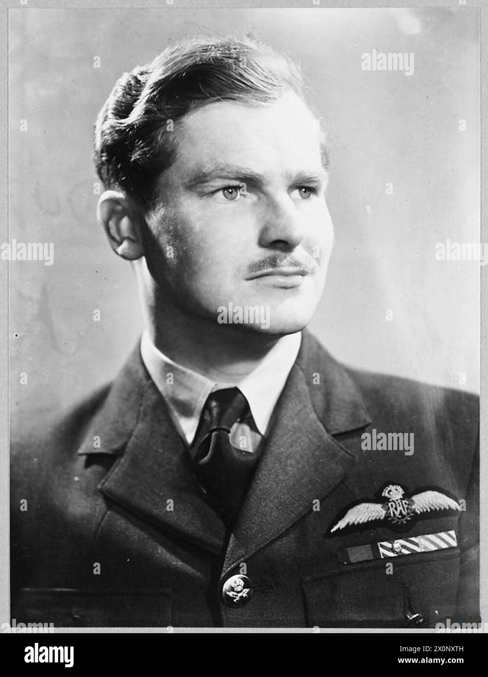 Il capitano D.E. Gillam era un ufficiale decorato della Royal Air Force. Questa fotografia del 1944 lo mostra in uniforme, evidenziando le sue decorazioni militari tra cui DSO, DFC and Bar e AFC. Foto Stock