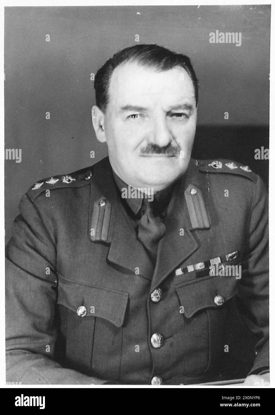 Ritratto del colonnello Harris. Negativo fotografico, British Army. Foto Stock