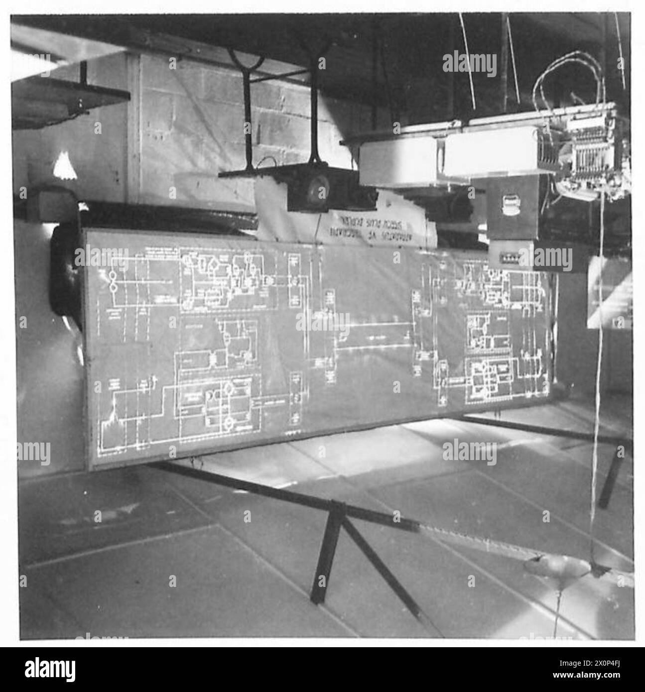 Centro segnali a Catterick con apparecchi telegrafici V.F. e apparecchiature vocali duplex per comunicazioni militari. Negativo fotografico dell'esercito britannico. Foto Stock
