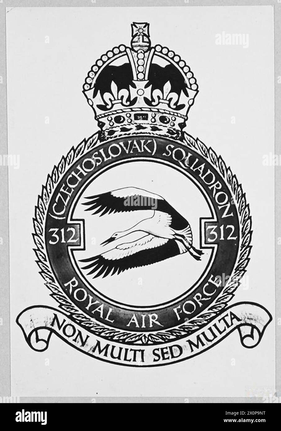 Distintivo del No.312 Cecoslovacco Squadron RAF con il motto "non Multi SED Multa". Foto Stock