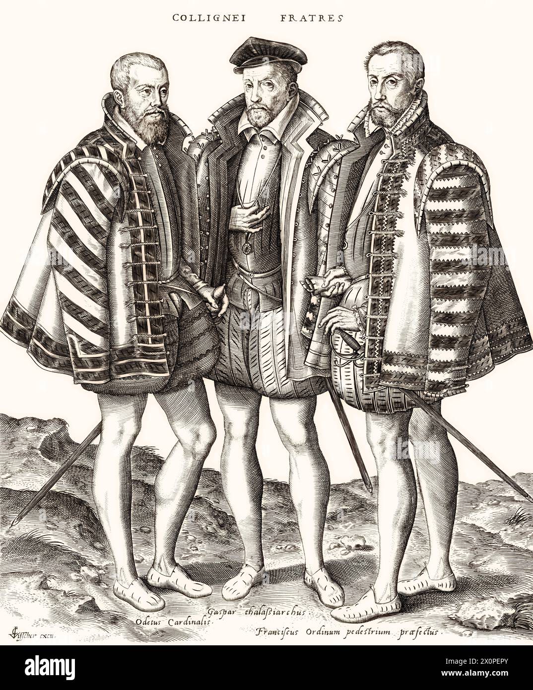 I Fratelli di Coligny, Gaspard de Coligny II, Francesco di Coligny, Odet de Coligny Foto Stock