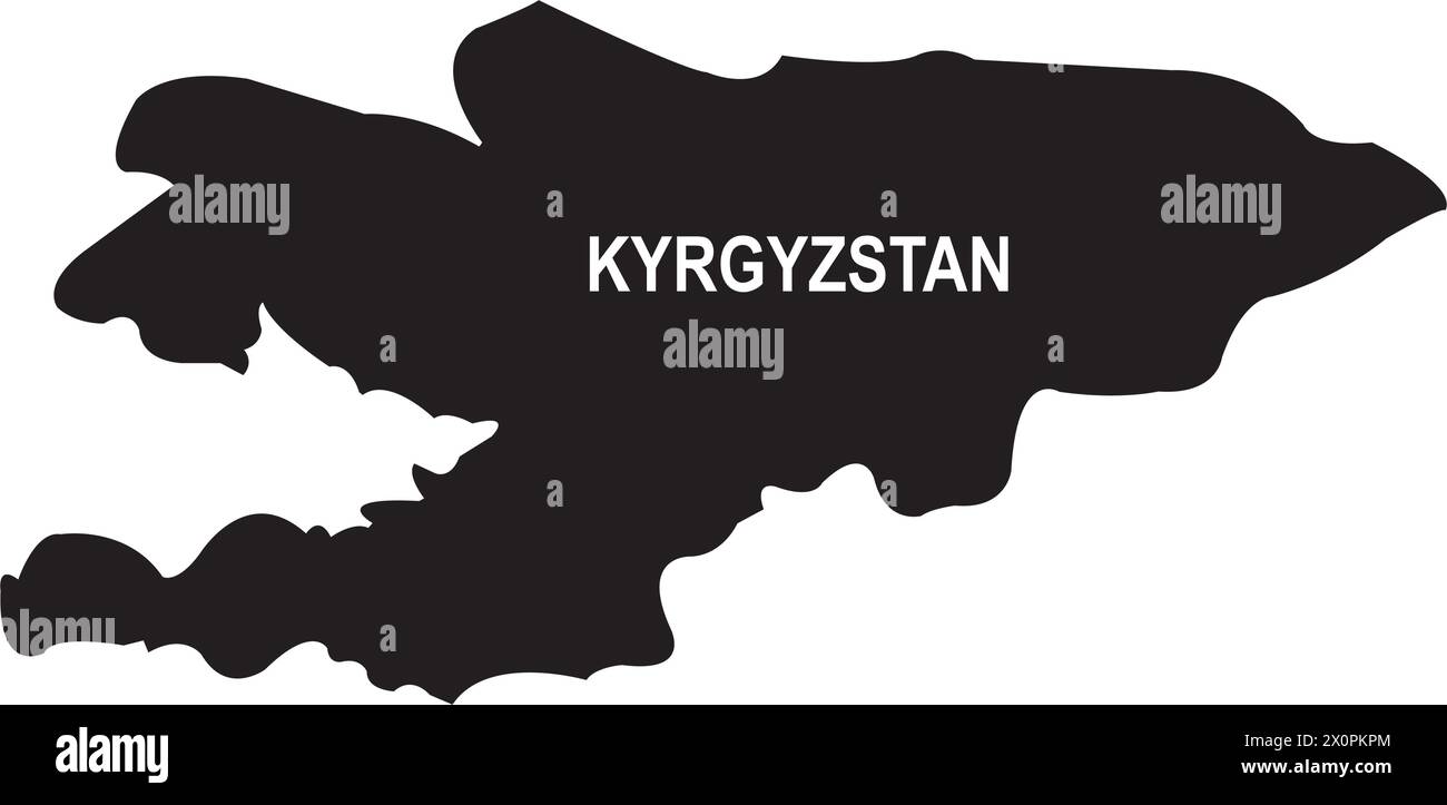 Illustrazione vettoriale della mappa del paese del Kirghizistan disegno semplice Illustrazione Vettoriale