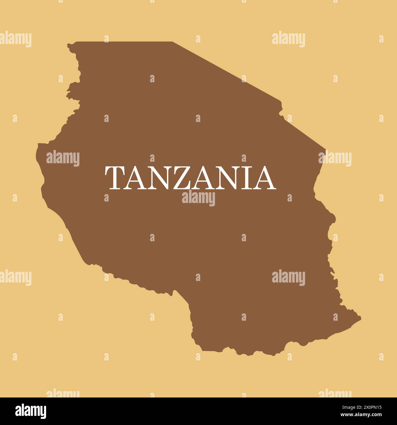 Illustrazione vettoriale della mappa del paese della Tanzania design semplice Illustrazione Vettoriale