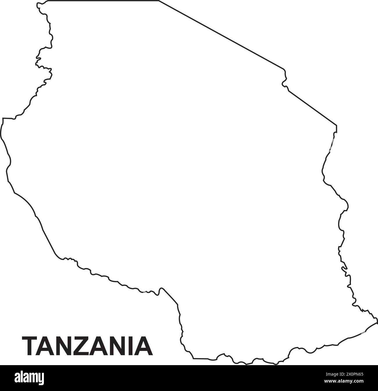 Illustrazione vettoriale della mappa del paese della Tanzania design semplice Illustrazione Vettoriale