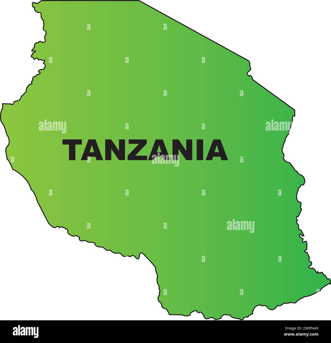 Illustrazione vettoriale della mappa del paese della Tanzania design semplice Illustrazione Vettoriale