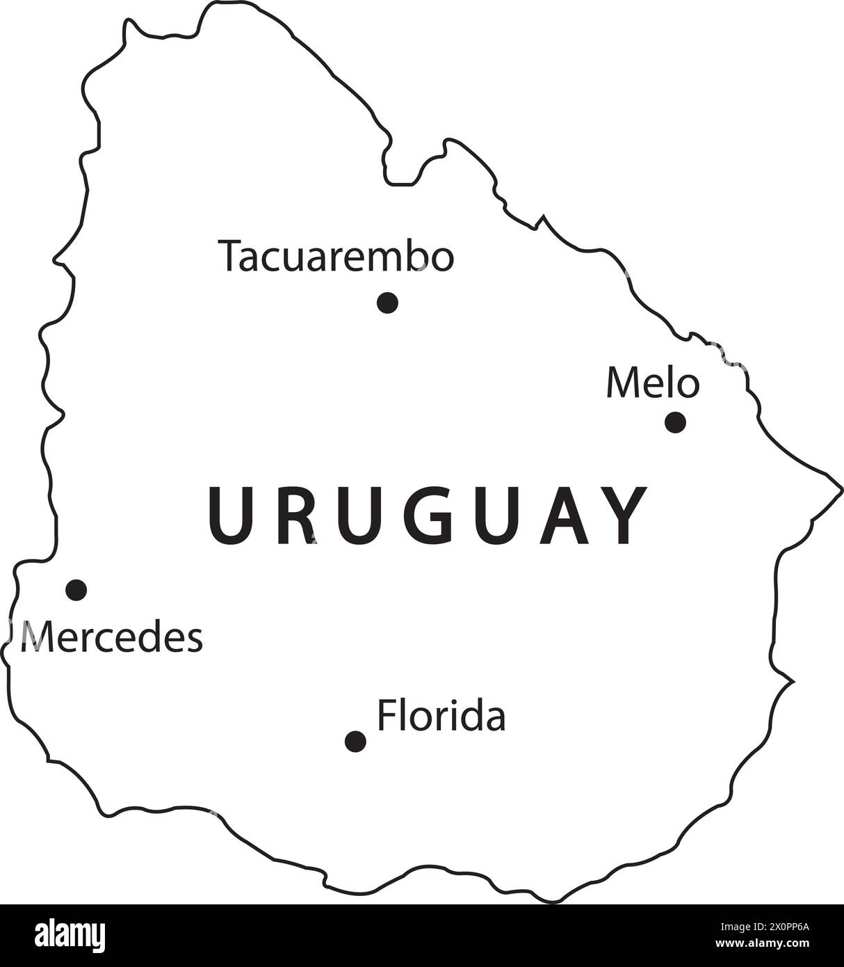 Mappa dell'uruguay illustrazione vettoriale design semplice Illustrazione Vettoriale