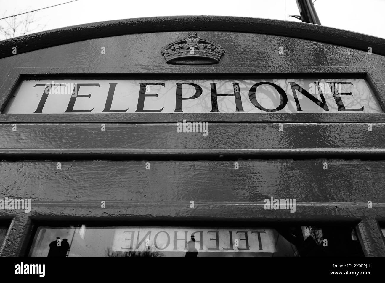 Scatola del telefono in B&W. Foto Stock
