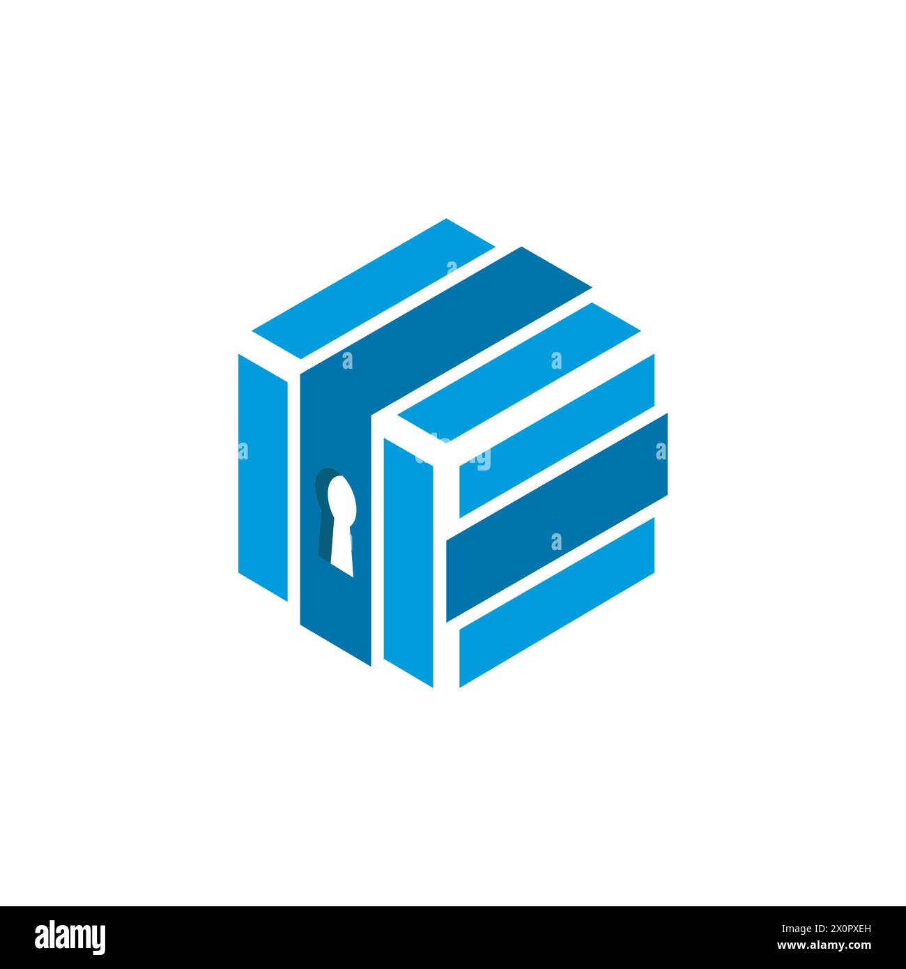 Modello di design del logo di archiviazione automatica. Illustrazione vettoriale del garage di stoccaggio sicuro. Con combinazione di lucchetto e simbolo garage Illustrazione Vettoriale