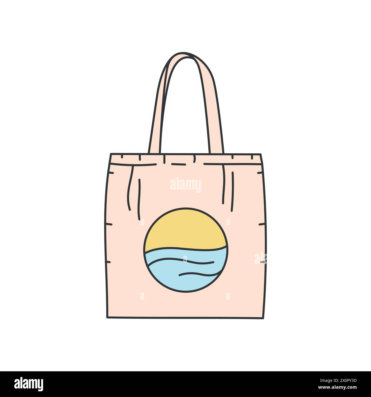 Borsa tote riutilizzabile per l'icona del colore della linea della spesa. Insegna in cotone eco bag per pagina Web, app mobile, pulsante, logo. Pulsante isolato vettore. Traccia modificabile. Illustrazione Vettoriale