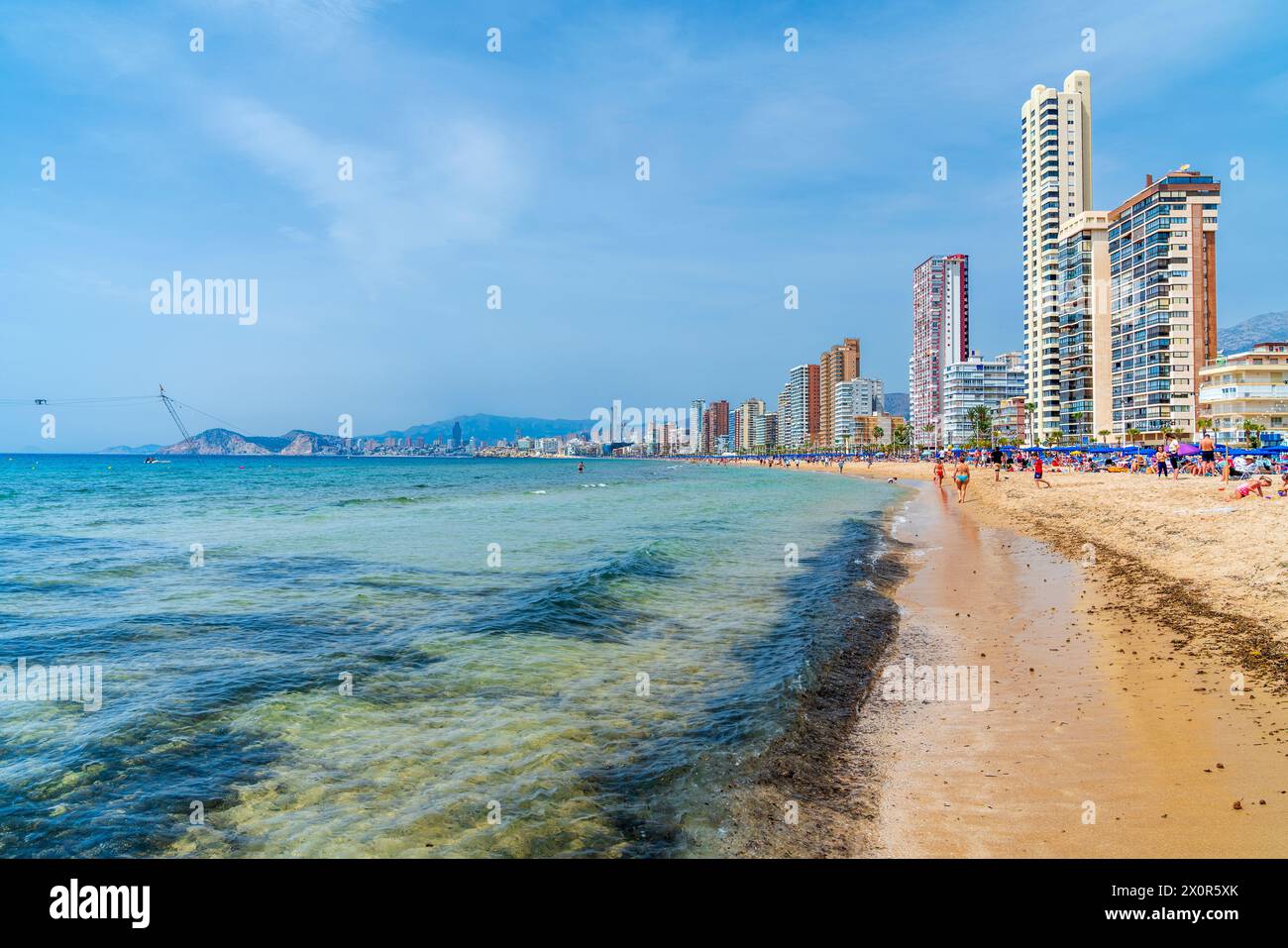 Platja de Llevant, Benidorm, Comunidad Valenciana, distretto di Alicante, Costa Blanca, Spagna Foto Stock