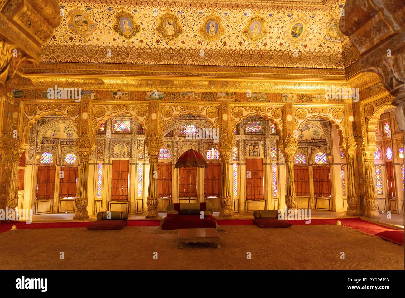 Interni del forte storico Mehrangarh a Jodhpur, Rajasthan Foto Stock