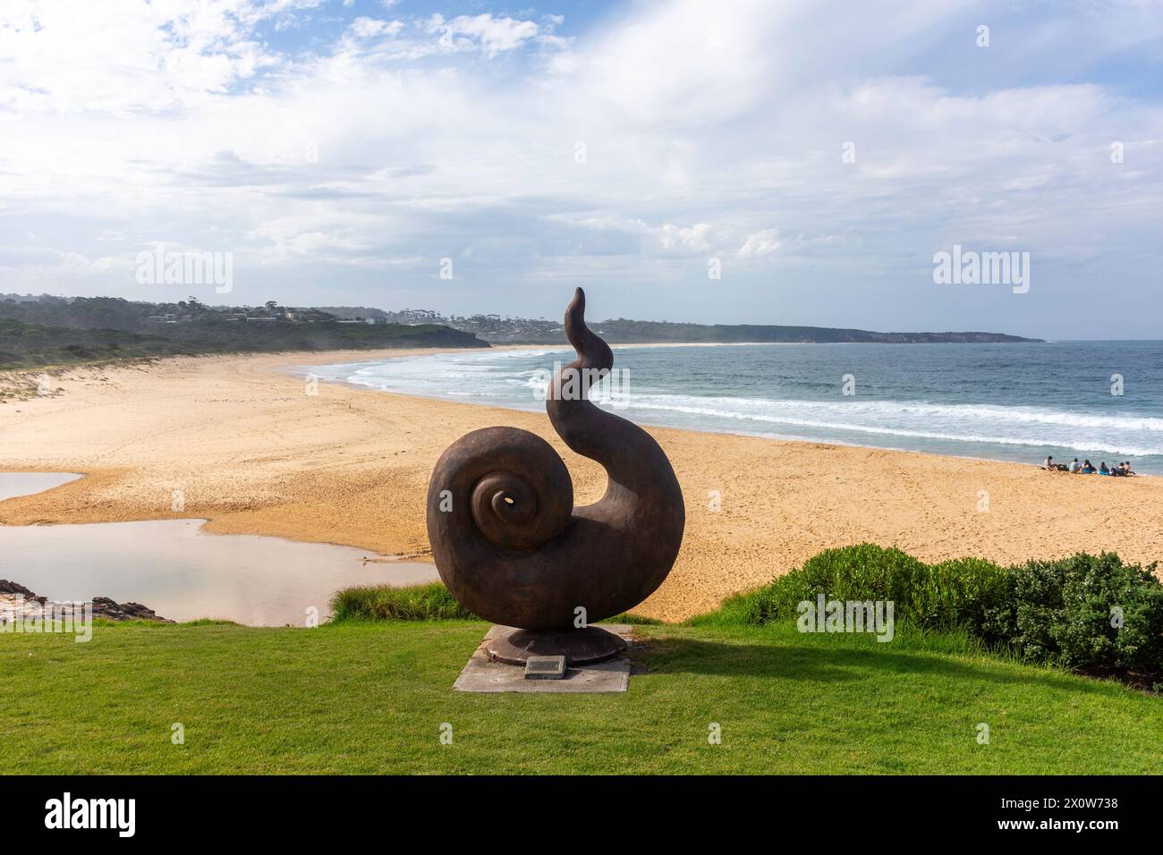 Short Point Beach dalla Recreation Reserve, Merimbula, New South Wales, Australia Foto Stock