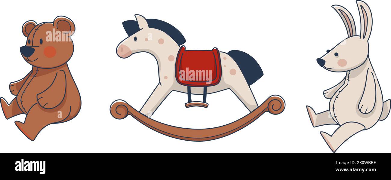 Vettoriale colorato della collezione di giocattoli stravaganti Illustrazione Vettoriale