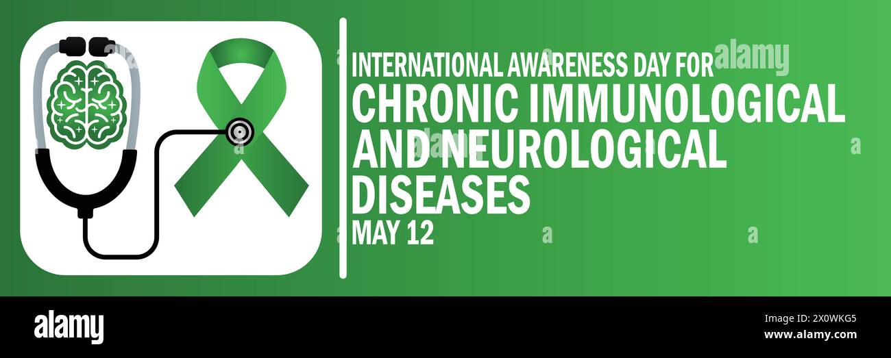 Giornata internazionale di sensibilizzazione per le malattie immunologiche e neurologiche croniche. 12 maggio. Adatto per biglietti d'auguri, poster e striscioni. Vettore Illustrazione Vettoriale