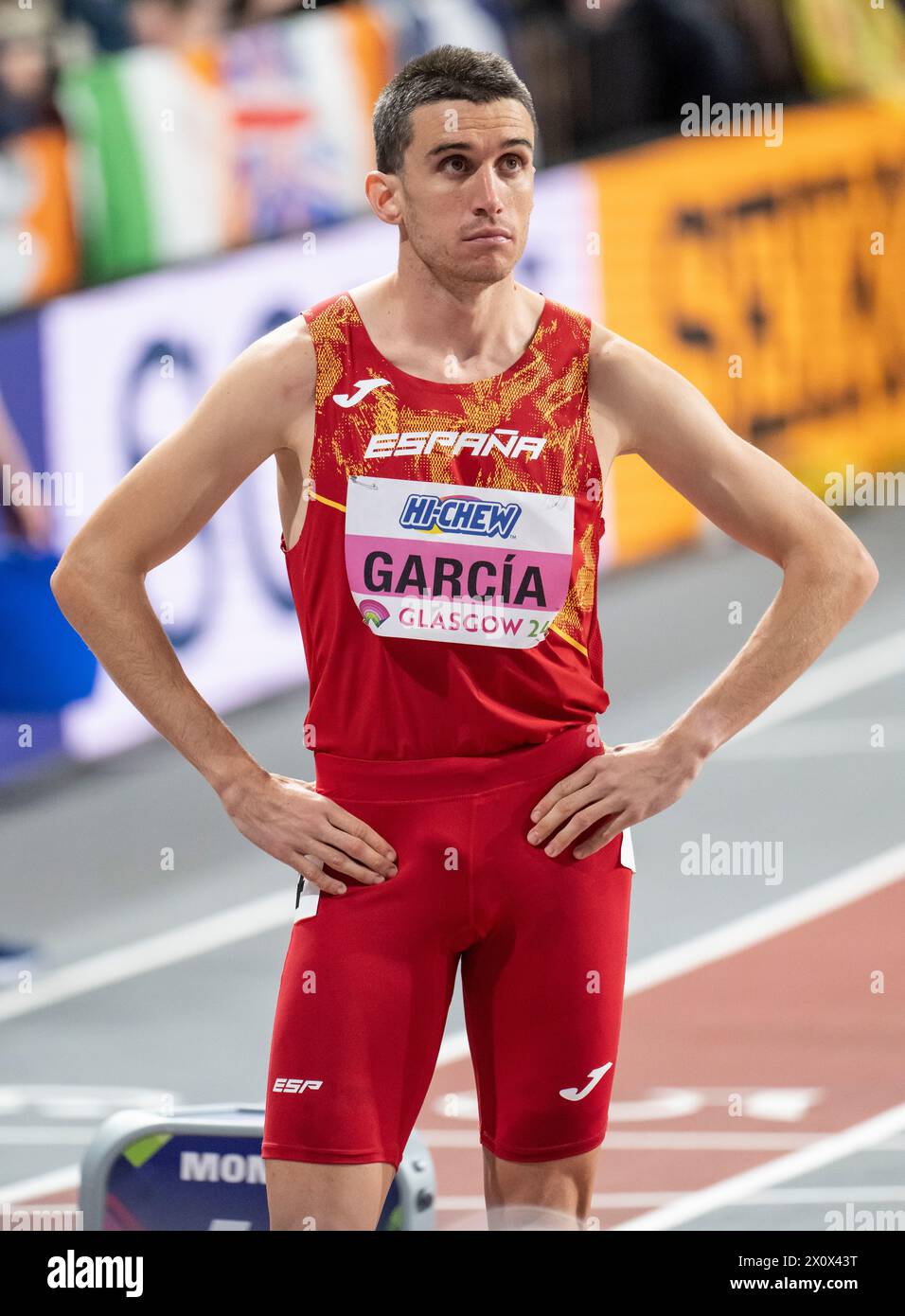 La spagnola Mariano Garcia gareggia nella semifinale di 800 m il giorno 2 ai Campionati del mondo di atletica leggera indoor, Emirates Arena, Glasgow, Scozia, Regno Unito. 1 Foto Stock