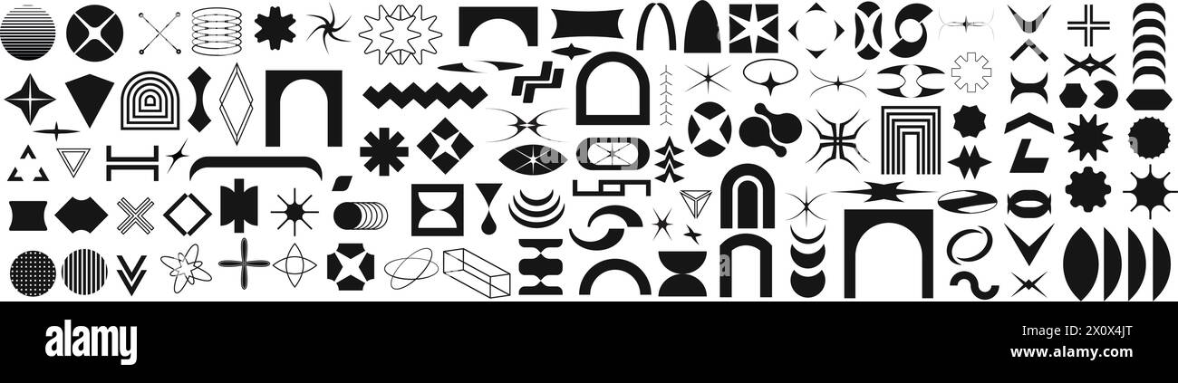 Forme astratte geometriche moderne. Elementi futuristici retrò. Bauhaus. Illustrazione Vettoriale