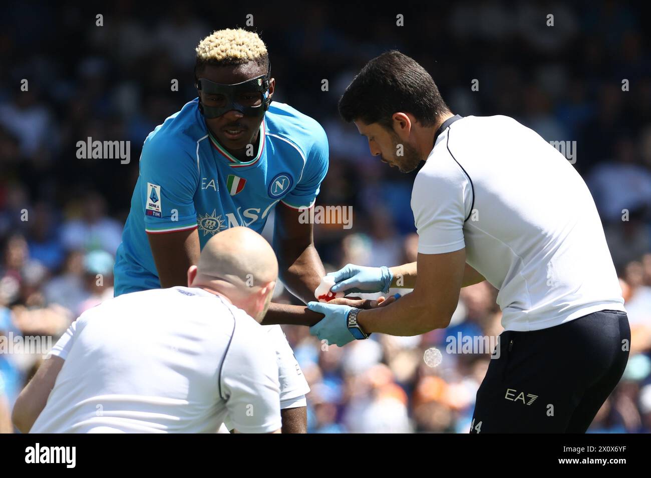 Napoli&#x2019;s Victor Osimhen durante la partita di calcio di serie A tra Napoli e Frosinone allo Stadio Diego Armando Maradona di Napoli - sabato 14 aprile 2024. Sport - calcio . (Foto di Alessandro Garofalo/Lapresse) Foto Stock