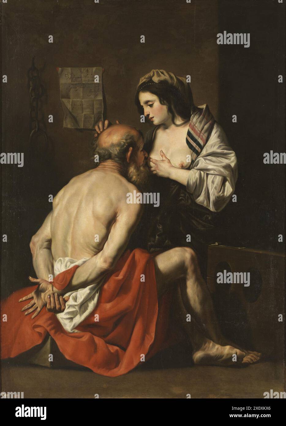 Caritas è un dipinto ad olio su tela del pittore fiammingo Gaspar de Crayer. Il dipinto si trova nella collezione del Museo del Prado di Madrid - Carità Romana Foto Stock