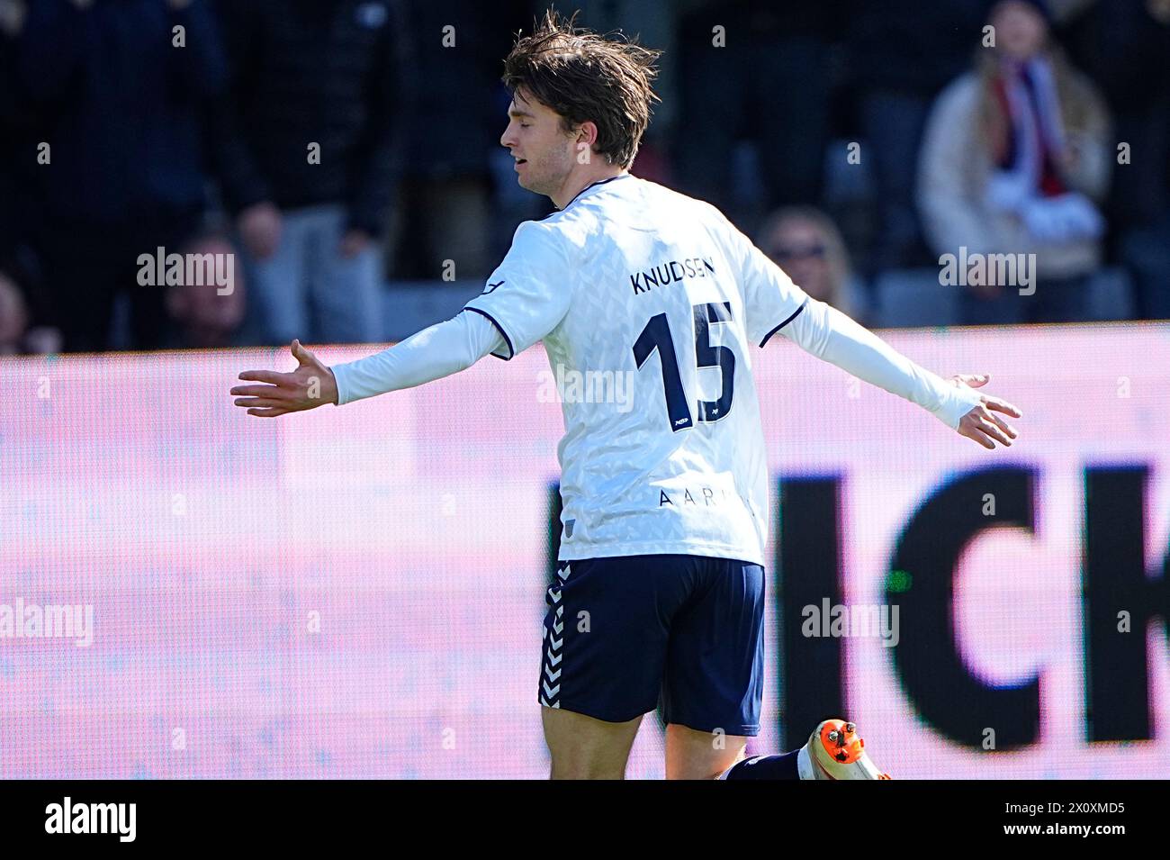 Superliga match tra AGF e Broendby IF al Ceres Park di Aarhus domenica 14 aprile 2024. (Foto: Bo Amstrup/Scanpix 2024) Foto Stock