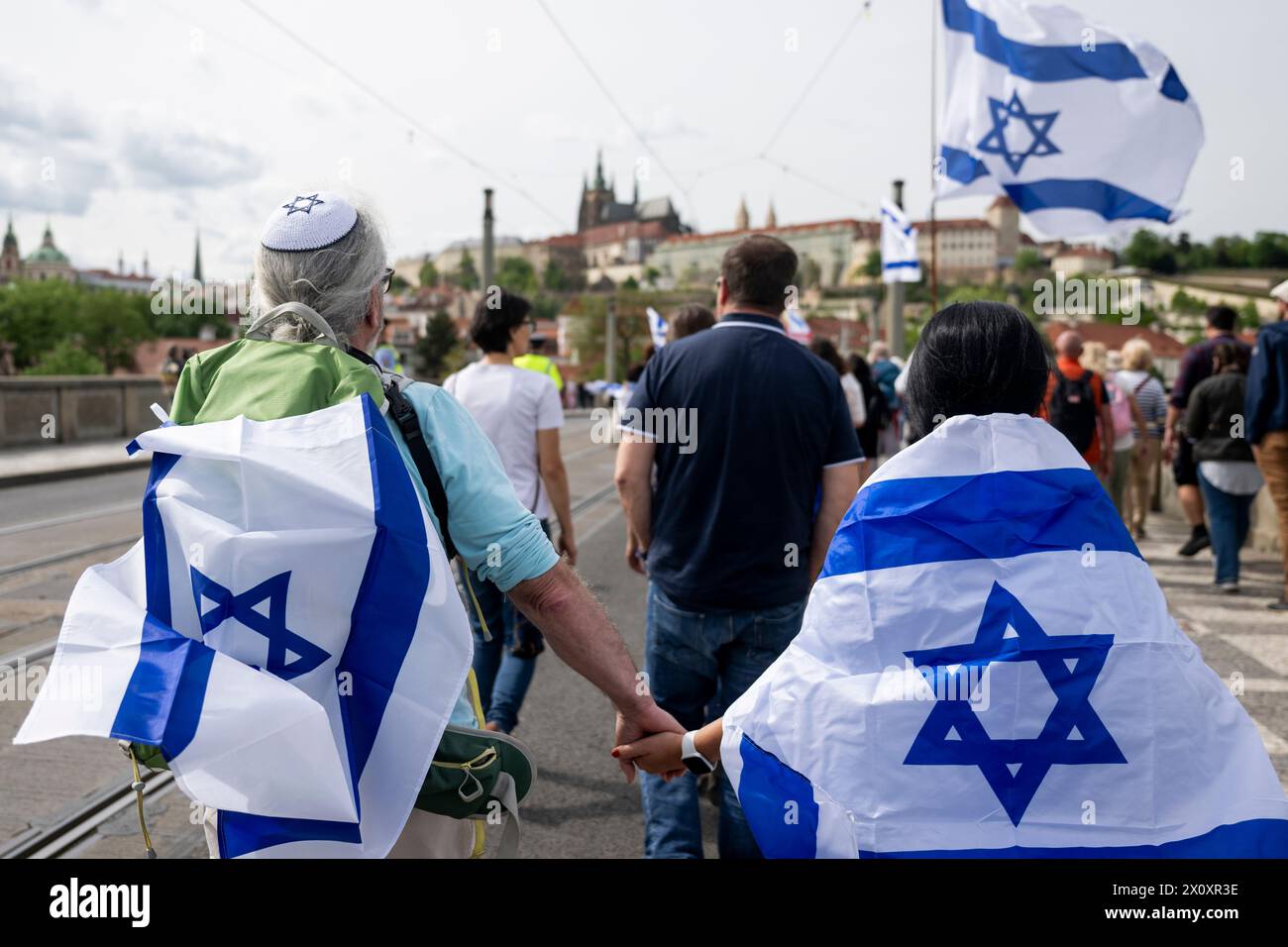 Praga, Repubblica Ceca. 14 aprile 2024. Evento culturale contro l'antisemitismo, organizzato dalla filiale ceca dell'Ambasciata Cristiana Internazionale di Gerusalemme (ICEJ) a sostegno di Israele a Praga, Repubblica Ceca, 14 aprile 2024. Crediti: Ondrej Deml/CTK Photo/Alamy Live News Foto Stock