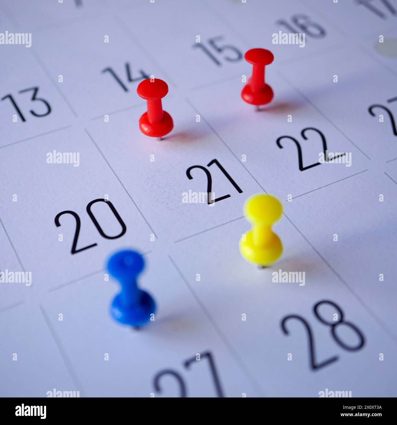 Disegnare il perno sul calendario, giorni del mese Foto Stock