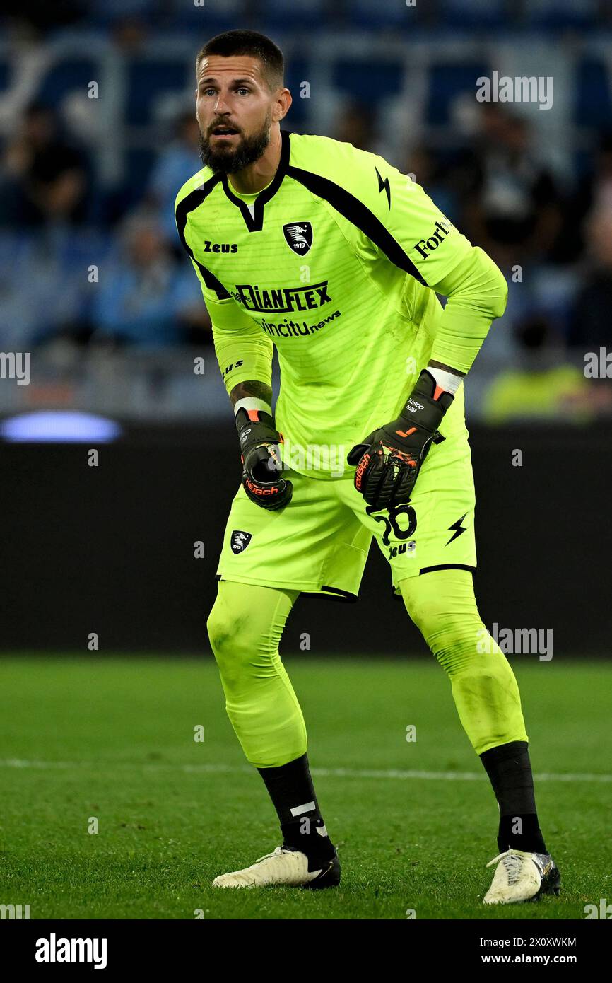 Benoit Costil della US Salernitana durante la partita di serie A tra SS Lazio e US Salernitana allo stadio Olimpico di Roma, 12 aprile 2024. Foto Stock