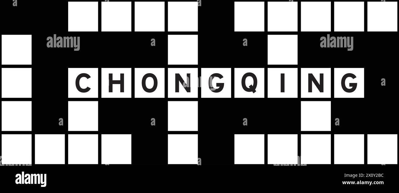 Lettera alfabetica nella parola chongqing sullo sfondo del puzzle della parola incrociata Illustrazione Vettoriale
