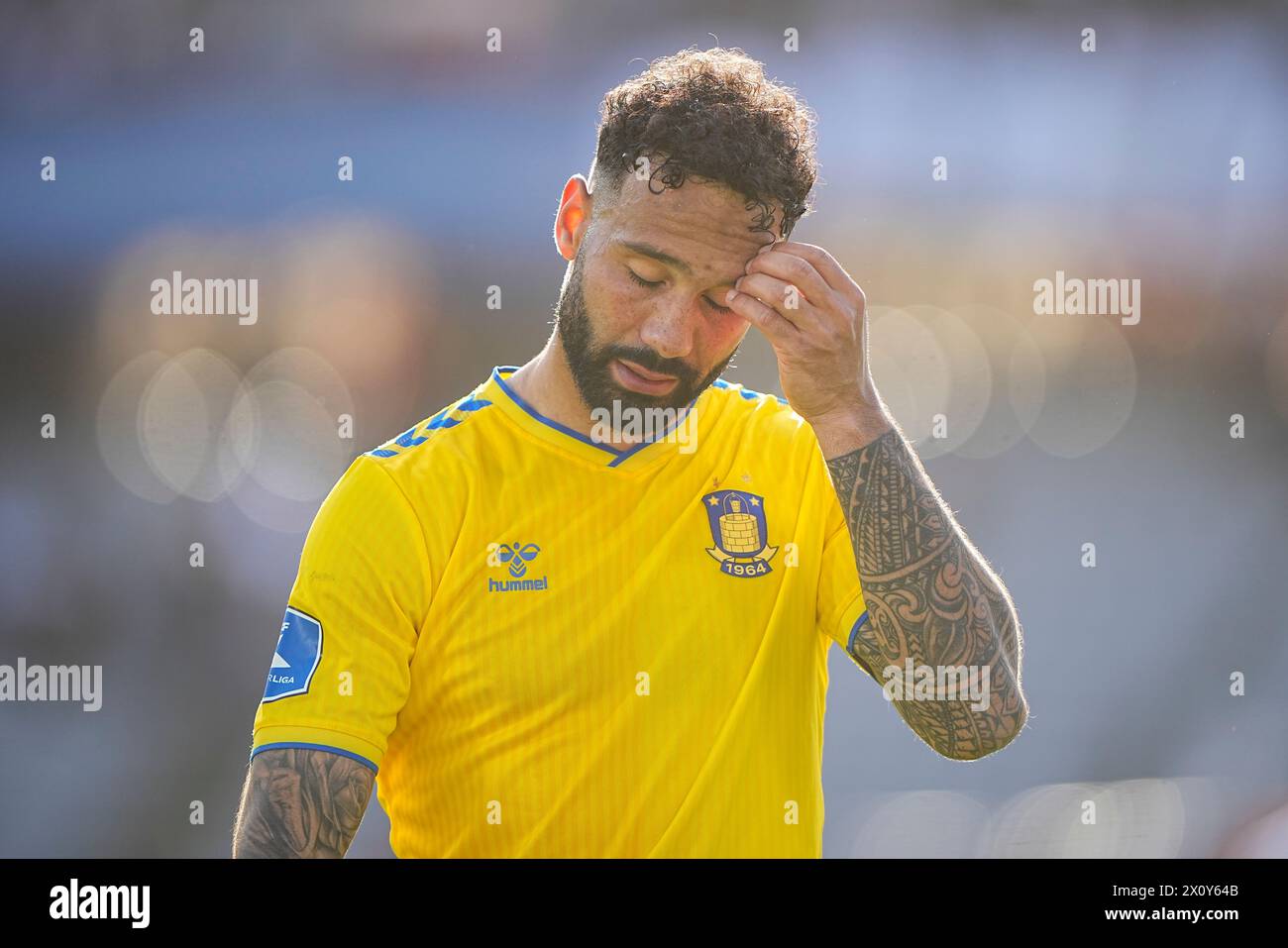 Superliga match tra AGF e Broendby IF al Ceres Park di Aarhus domenica 14 aprile 2024. (Foto: Bo Amstrup/Scanpix 2024) Foto Stock