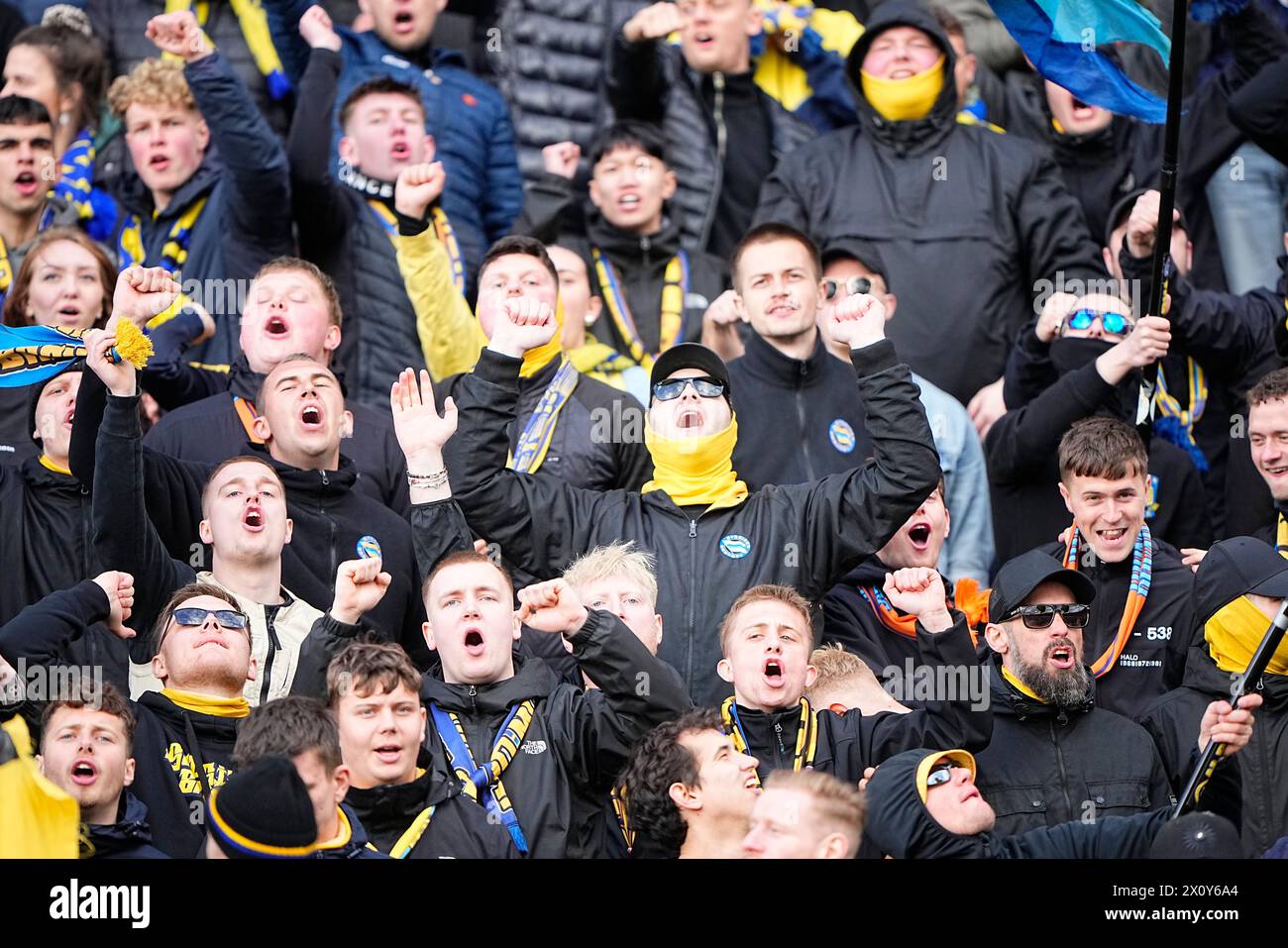 Superliga match tra AGF e Broendby IF al Ceres Park di Aarhus domenica 14 aprile 2024. (Foto: Bo Amstrup/Scanpix 2024) Foto Stock