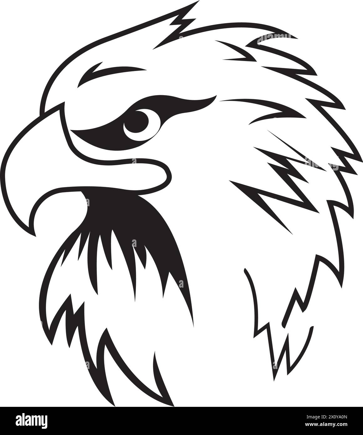 Disegno del falco di uccello e del logo, simbolo dell'aquila o del falco illustrazione dell'icona vettoriale Illustrazione Vettoriale