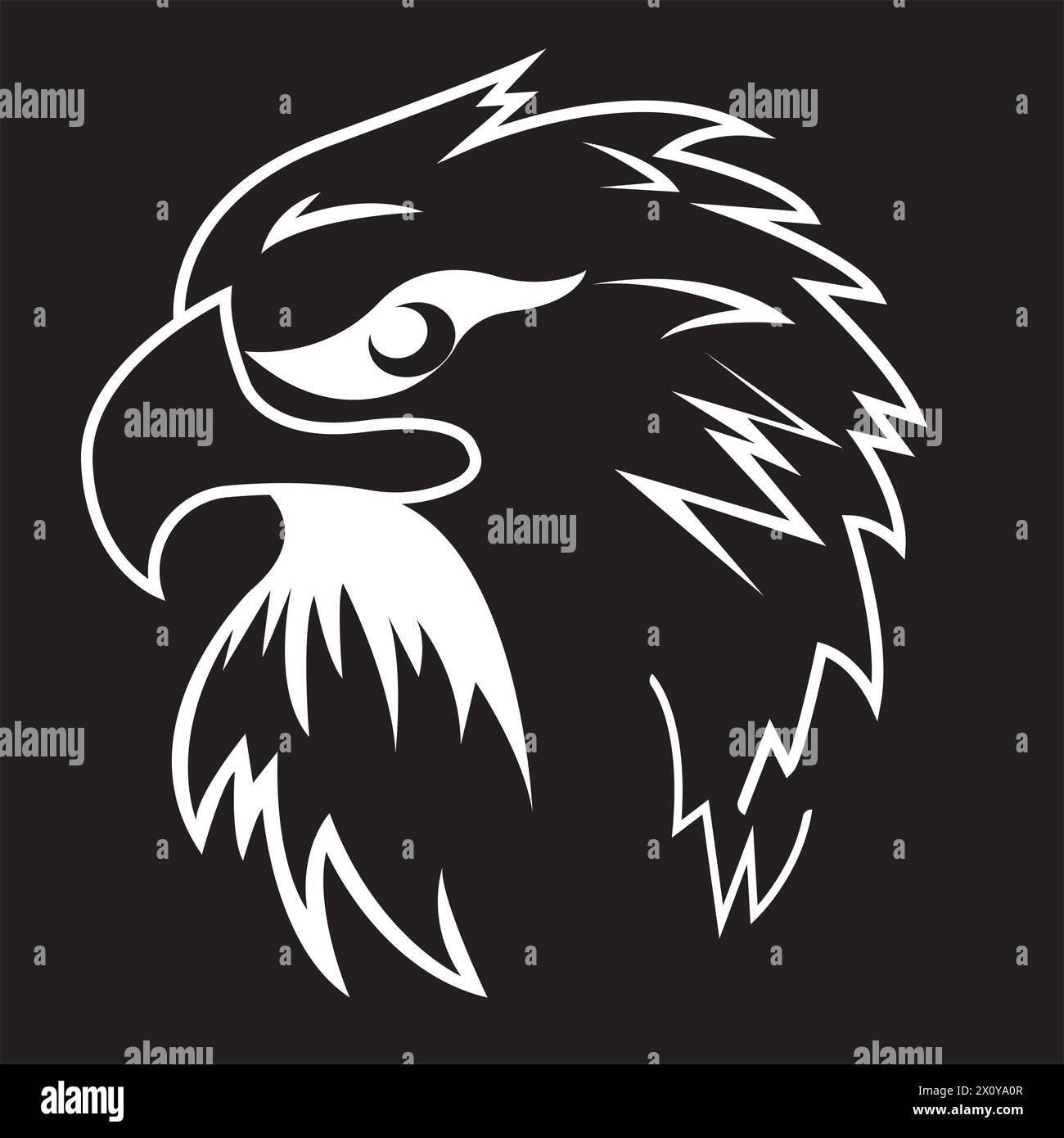 Disegno del falco di uccello e del logo, simbolo dell'aquila o del falco illustrazione dell'icona vettoriale Illustrazione Vettoriale