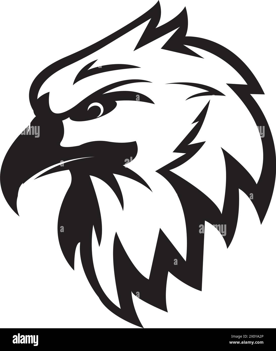 Disegno del falco di uccello e del logo, simbolo dell'aquila o del falco illustrazione dell'icona vettoriale Illustrazione Vettoriale