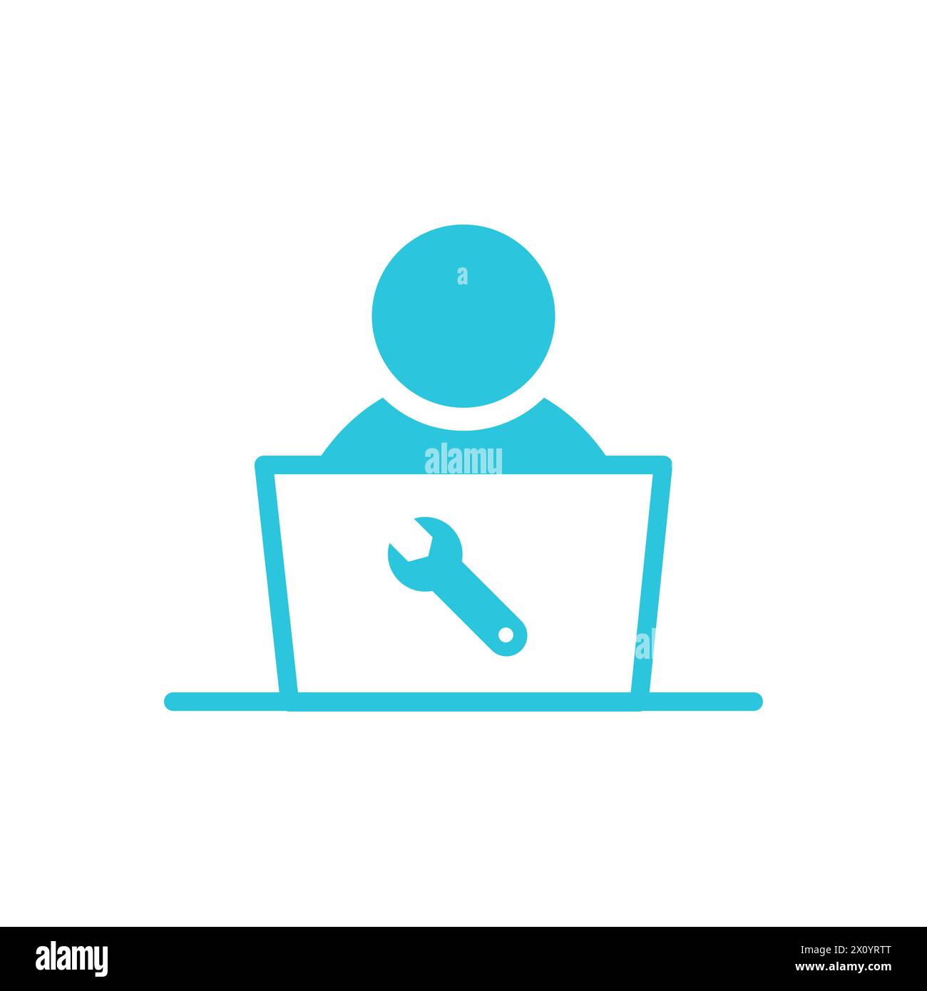 Icona del supporto tecnico, operatore, assistenza, ufficio, avatar, persona, dal set di icone blu Illustrazione Vettoriale