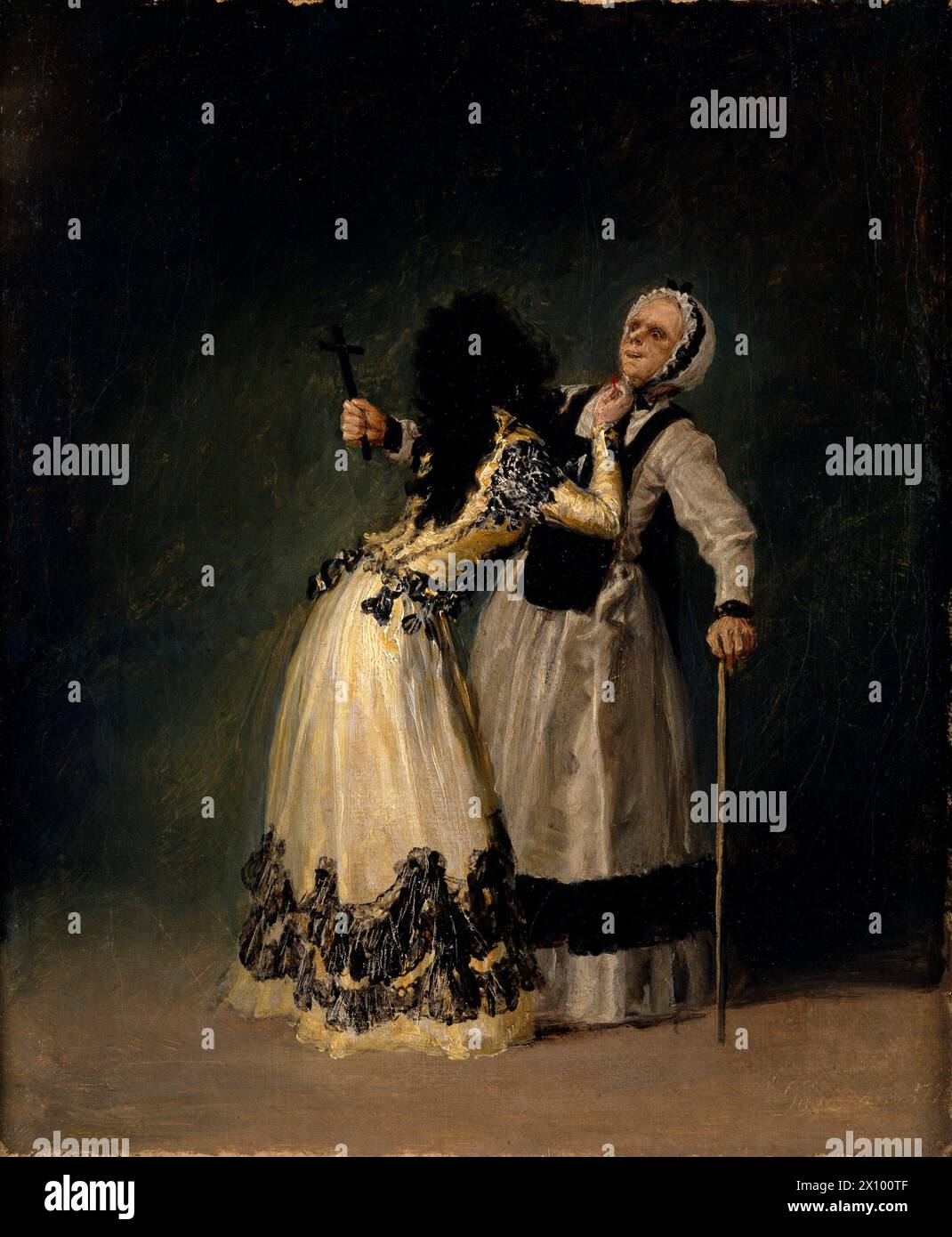 La Duchessa di Alba e la Beata (o Duchessa di Alba e la Pia donna; spagnolo: La duquesa de Alba y su dueña o la Duquesa de Alba y la Beata) è un piccolo dipinto del 1795 olio su tela dell'artista spagnolo Francisco Goya. Foto Stock