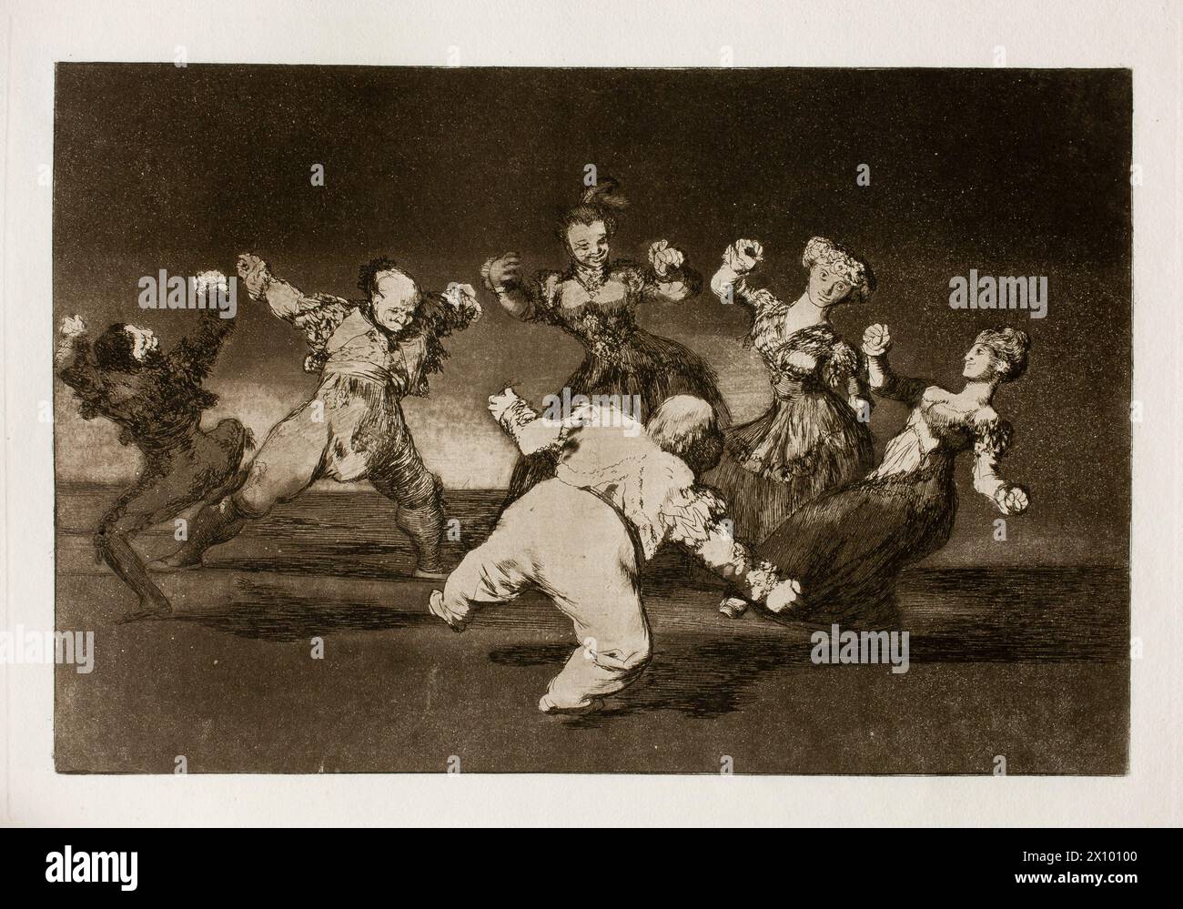 Los disparates (le follie), noto anche come Proverbios (Proverbi) o Sueños (sogni), è una serie di stampe in acquatinta e acquatinta, con ritocco in punta di secco e incisione, create dal pittore e incisore spagnolo Francisco Goya Between Foto Stock