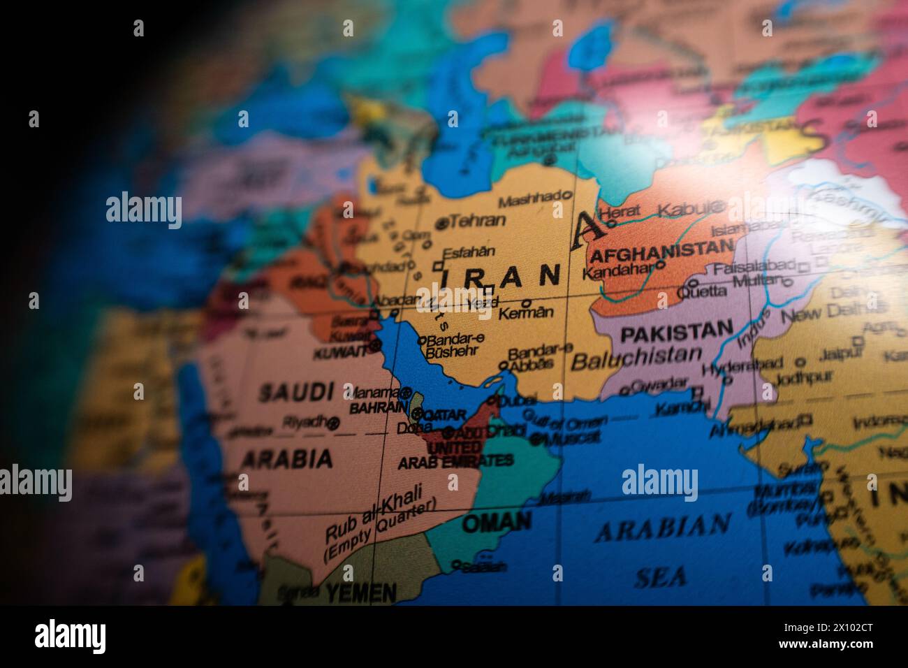 repubblica Islamica dell'Iran sulla mappa geopolitica Foto Stock