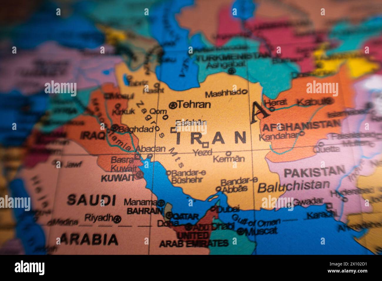 repubblica Islamica dell'Iran sulla mappa geopolitica Foto Stock
