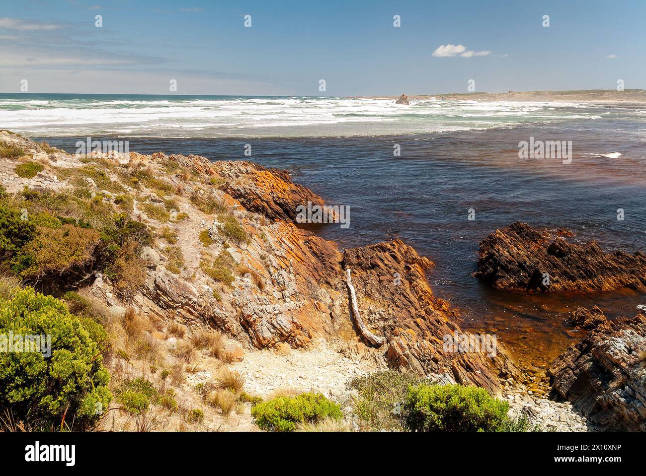 Un'area conosciuta come Edge of the World presso Arthur River nella Arthur-Pieman Conservation area della Tasmania occidentale, Australia Foto Stock