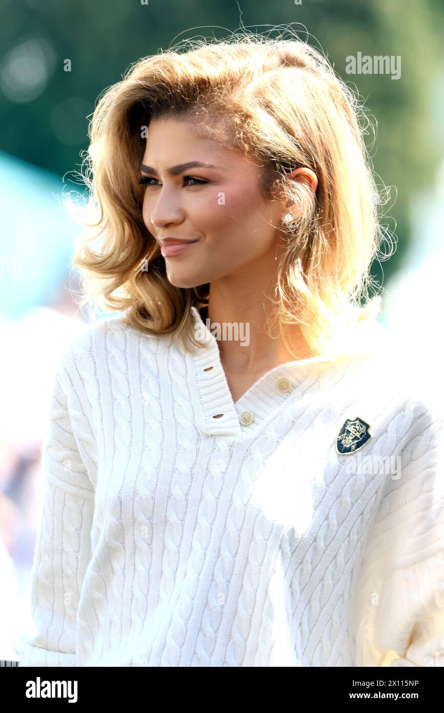 Monaco, Monaco. 13 aprile 2024. Zendaya viene fotografata durante la chiamata "Challengers" al Rolex Monte-Carlo Masters il 13 aprile 2024 a Monaco. 'Challengers' sarà distribuito nei cinema internazionali dal 24 aprile 2024.- Zendaya Maree Stoermer Coleman, attrice e cantante americana. Ha ricevuto vari riconoscimenti, tra cui due Primetime Emmy Awards e un Golden Globe. Immagine e copyright Thierry CARPICO/ATP Images (CARPICO Thierry/ATP/SPP) credito: SPP Sport Press Photo. /Alamy Live News Foto Stock