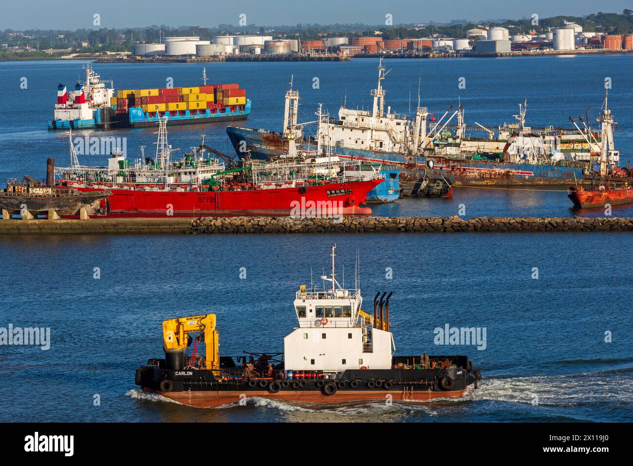Tugboat, Porto di Montevideo, Uruguay, Sud America Foto Stock